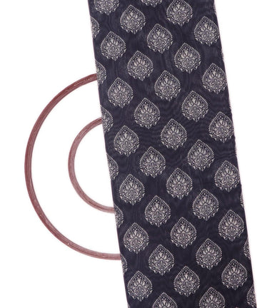 steel black blue colour floral print chanderi fabric